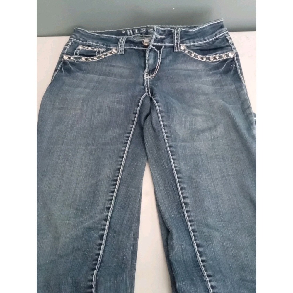 Miss Chic Jeans‎ Embellished Pockets Rhinestones Denim Blue Jeans
